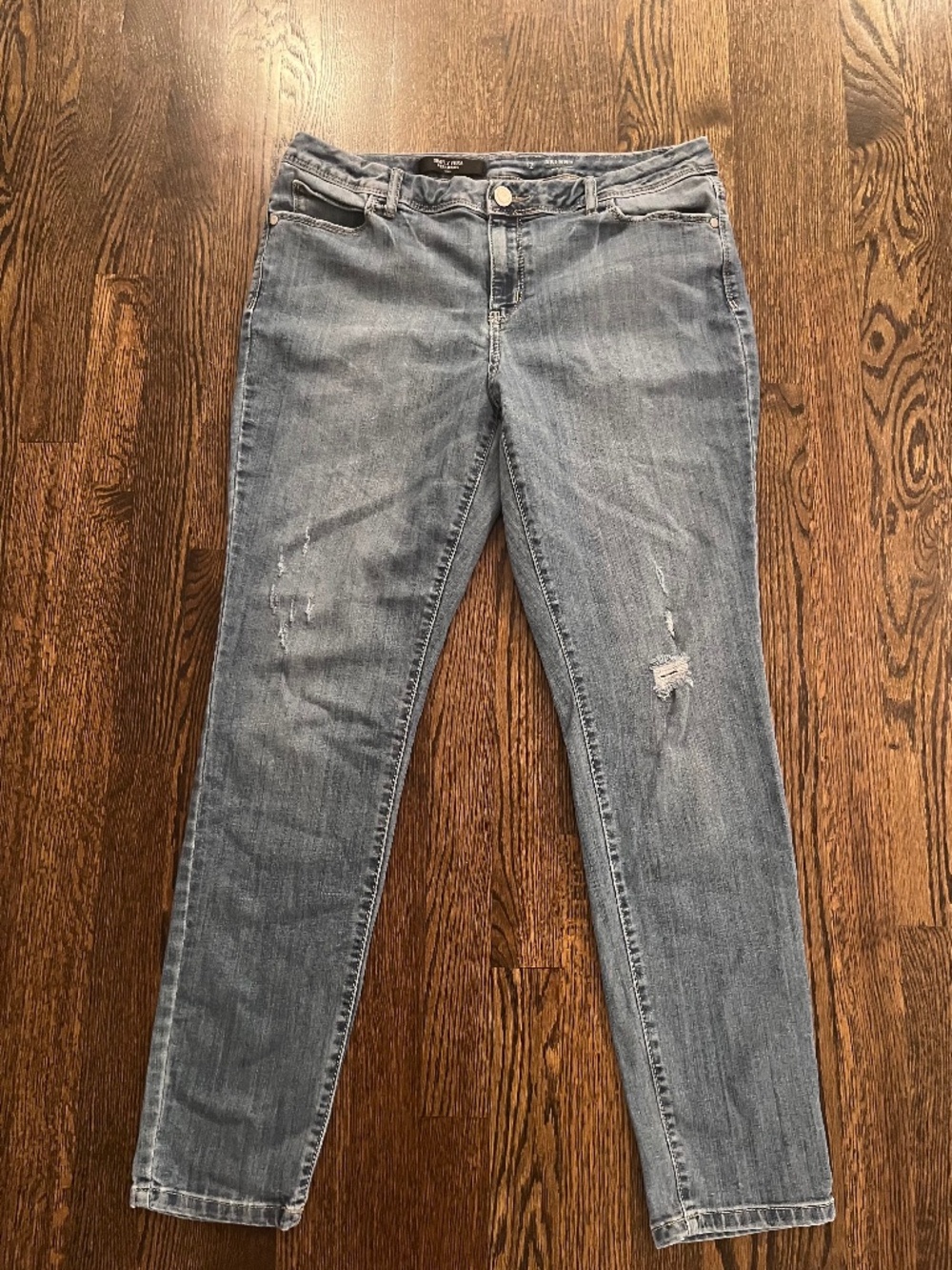 Simply Vera Vera Wang Mid Rise Distressed Skinny Blue Jeans 12